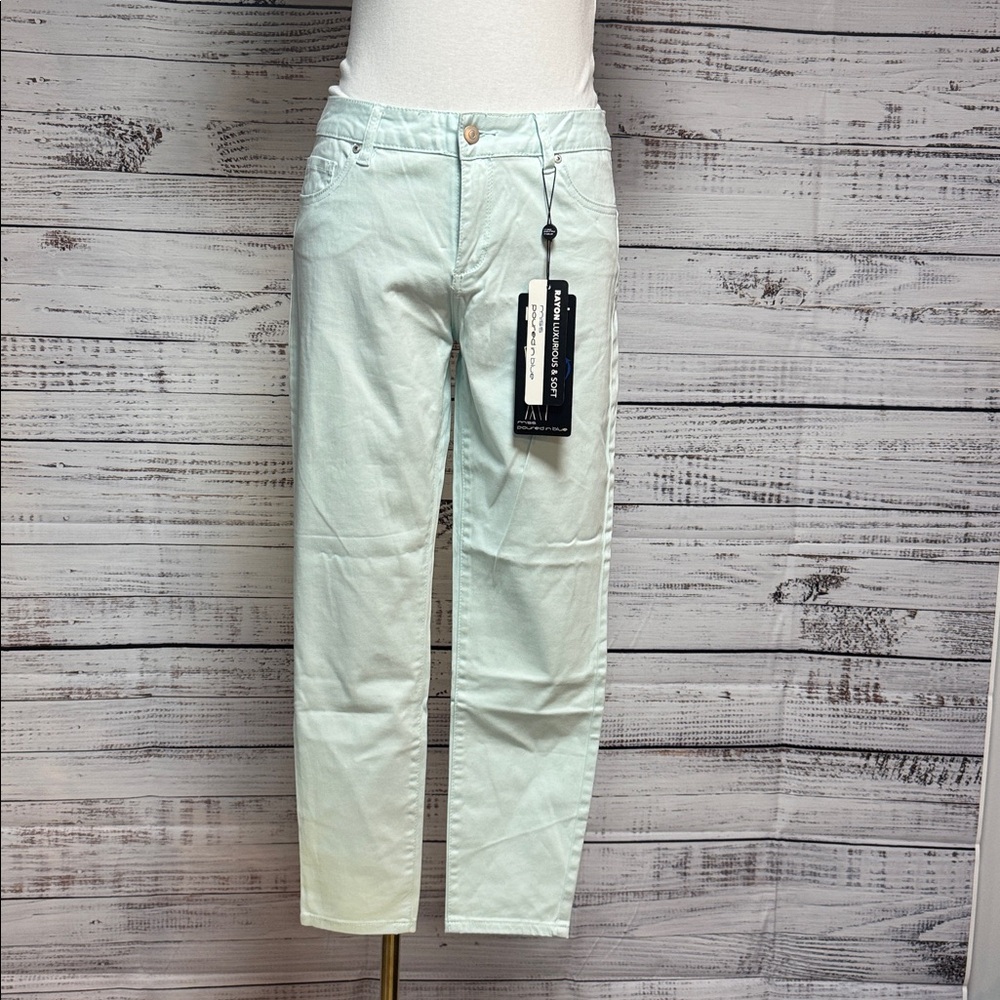 NWT Miss Poured in Blue - Aqua Butt Lifting Ankle Jeans